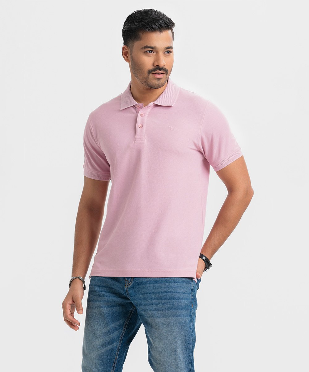 Pink Cotton Short Sleeve Polo