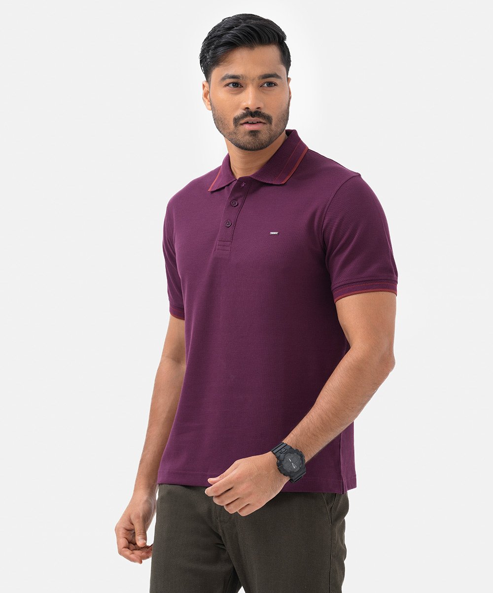 Purple Cotton Short-sleeve Polo