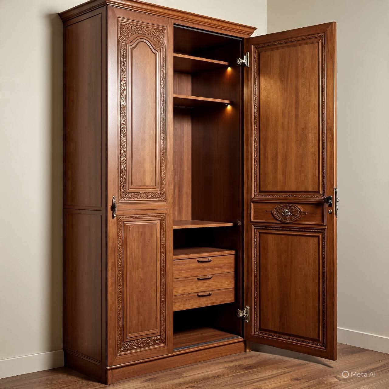 Premium Wooden Wardrobe Cabinet)