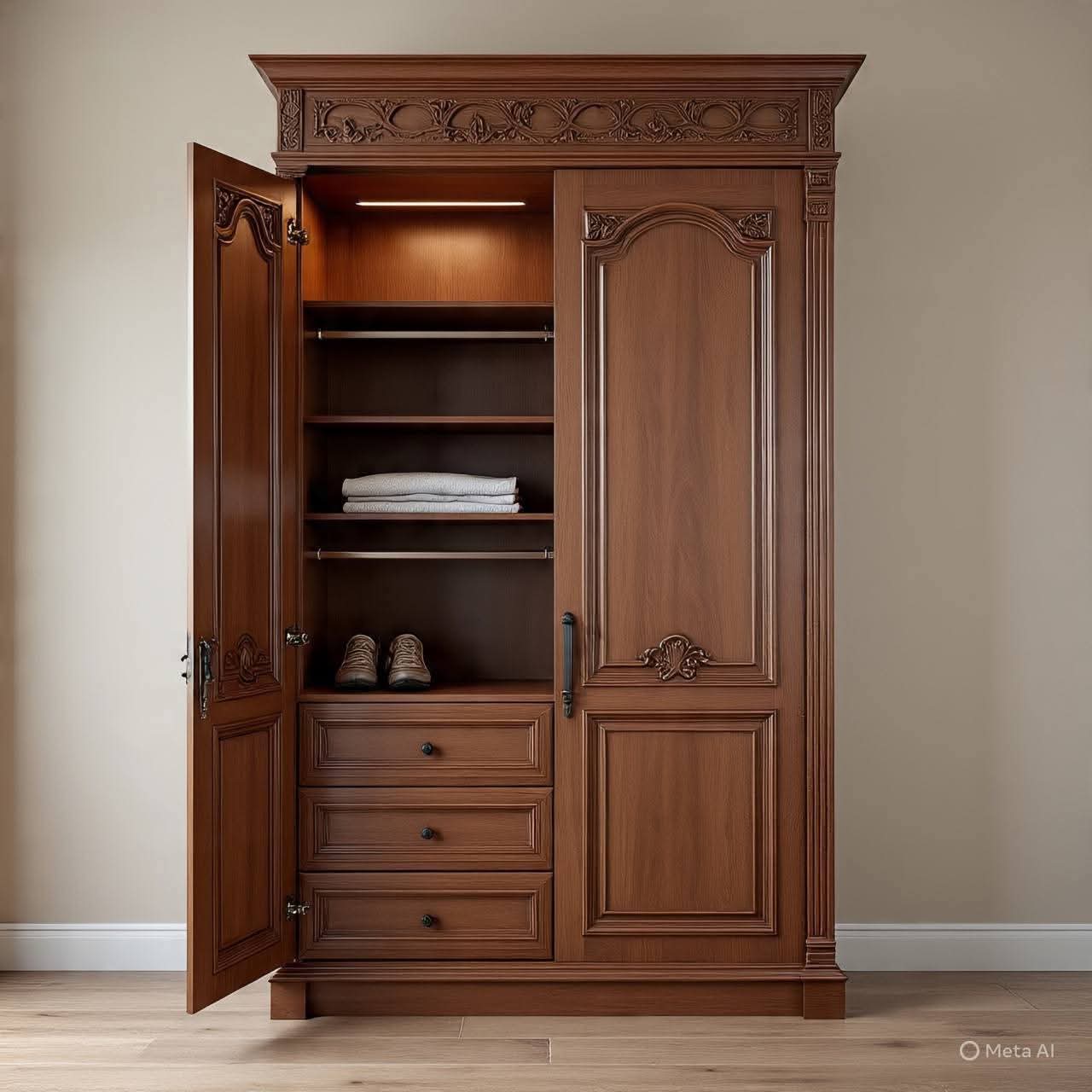 Premium Wooden Wardrobe Cabinet)