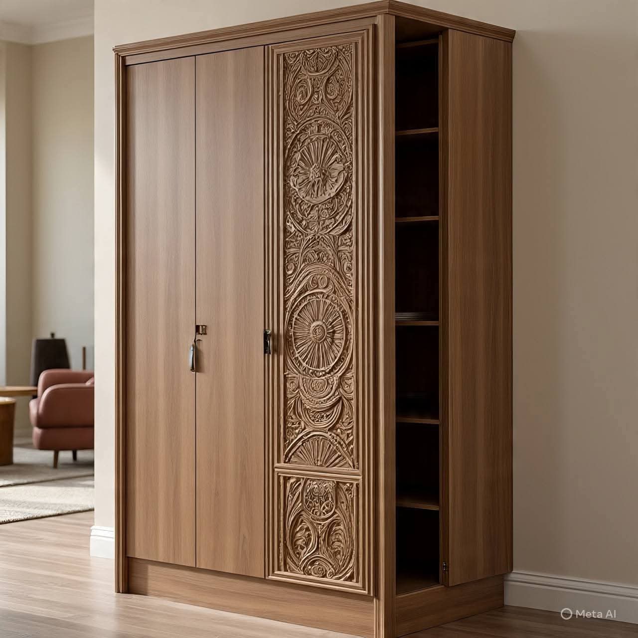 Premium Wooden Wardrobe Cabinet)