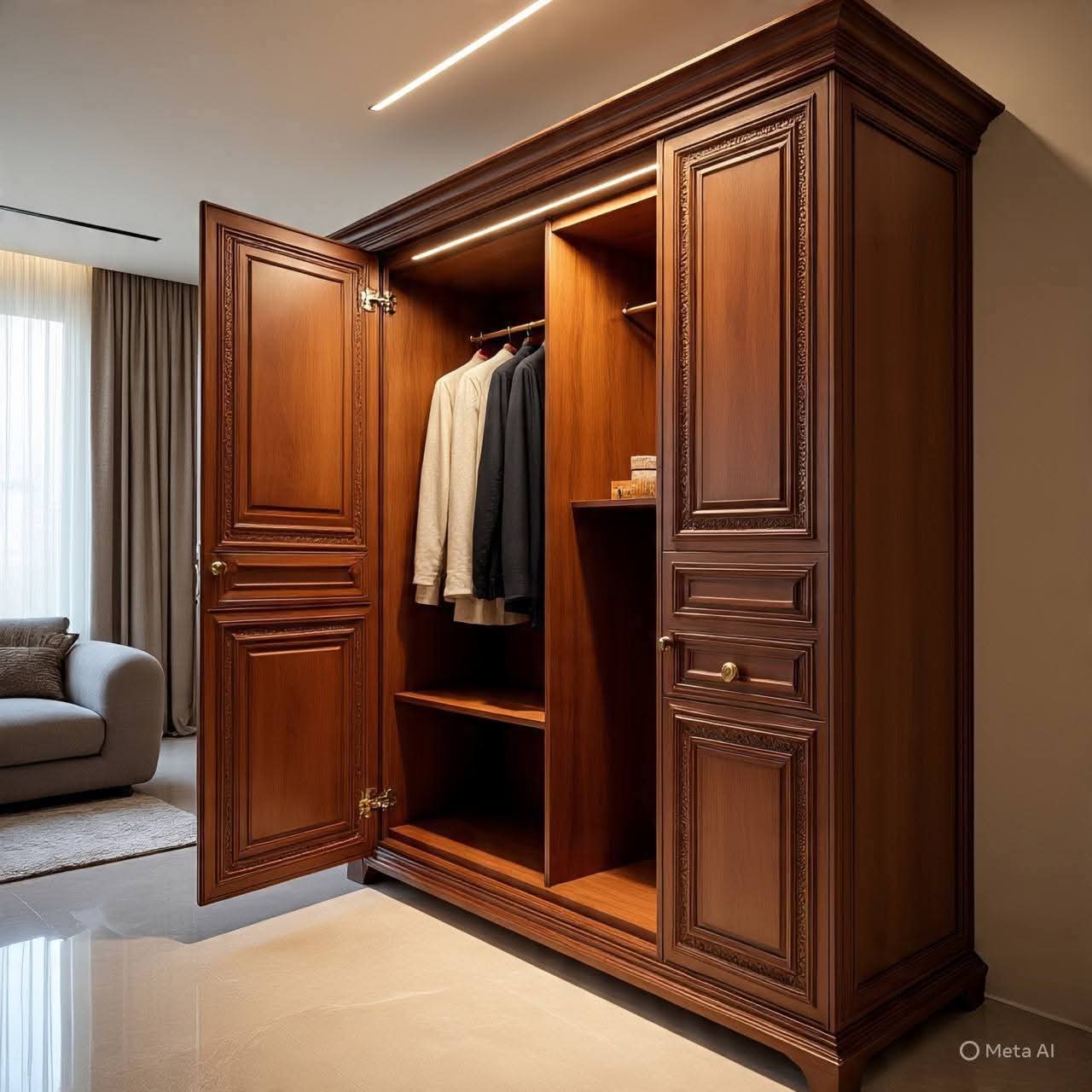 (Premium Wooden Wardrobe Cabinet)
